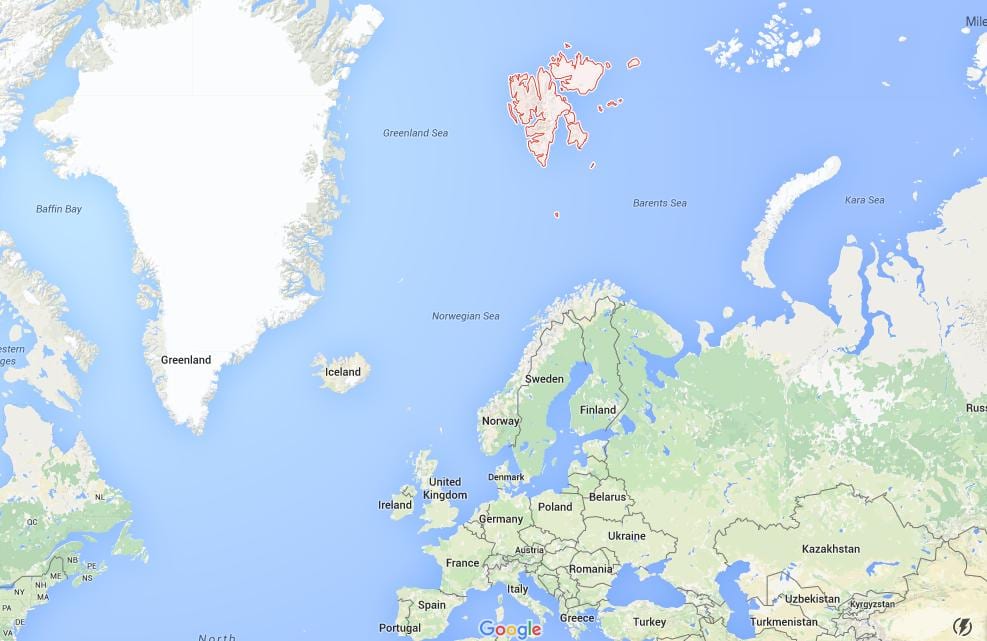 spitsbergenノルウェーの地図
