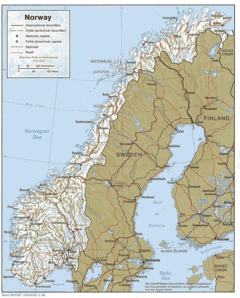 地理的地図のノルウェー