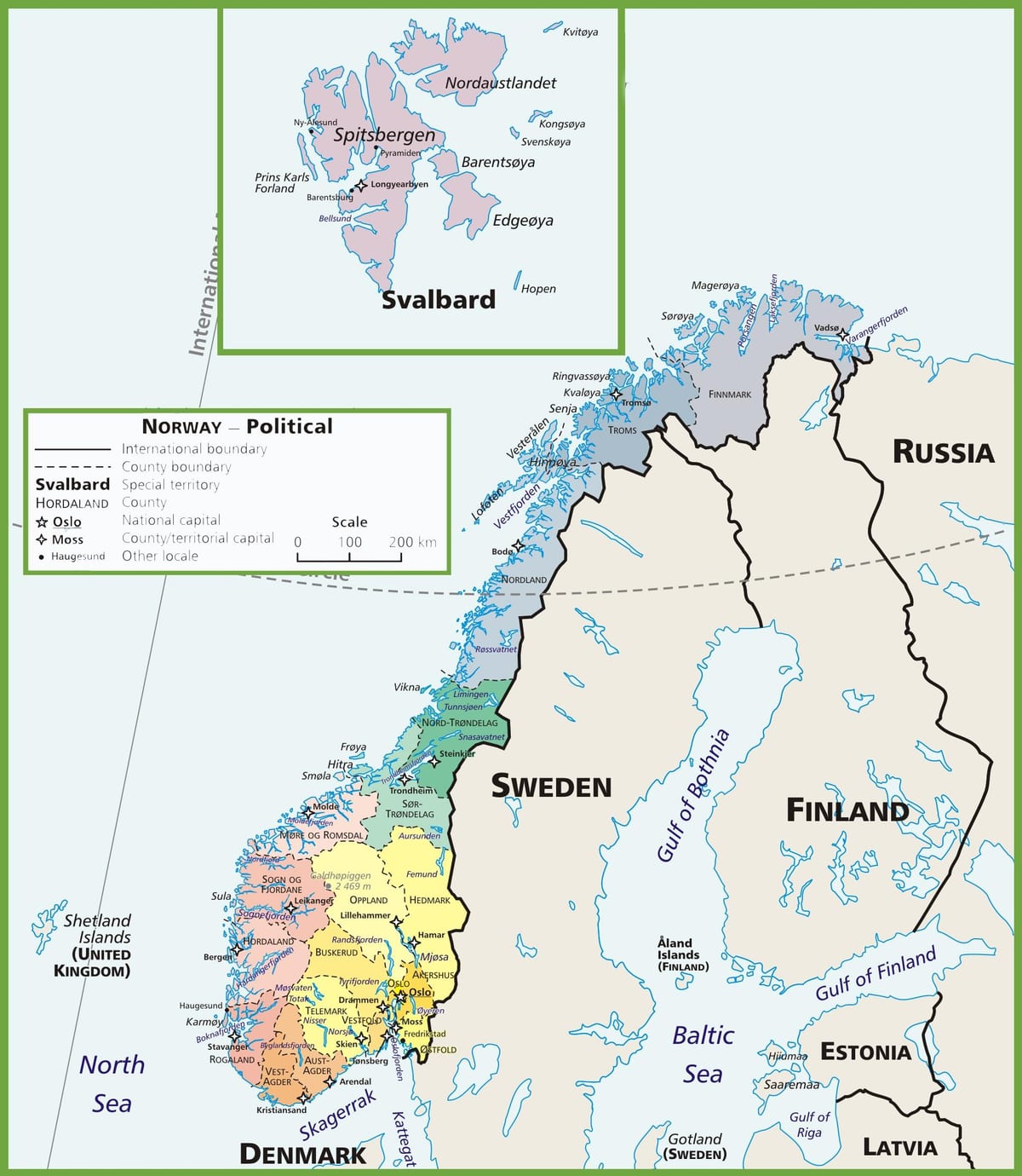 地図ノルウェーの政治 