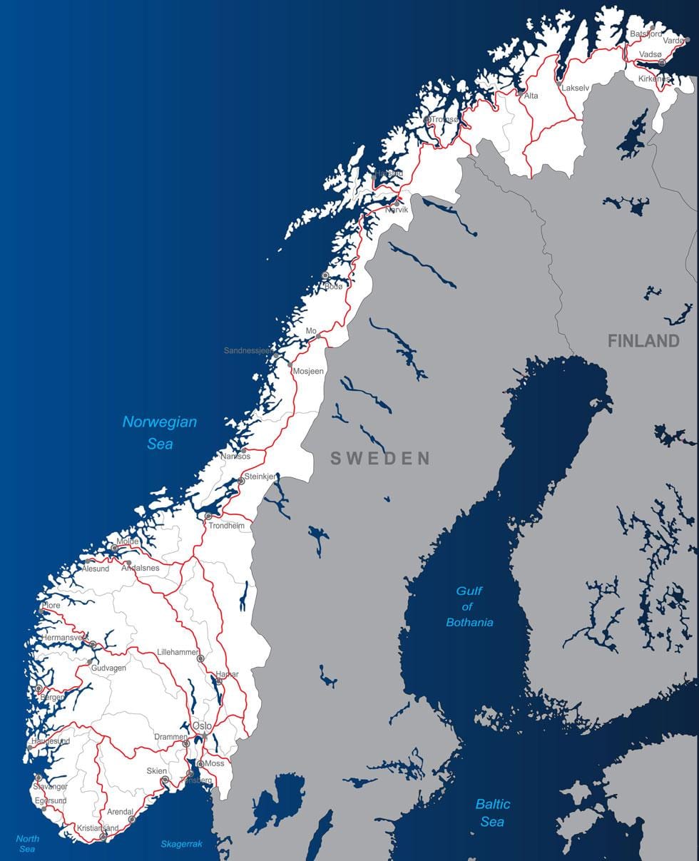 有料道路ノルウェーの地図