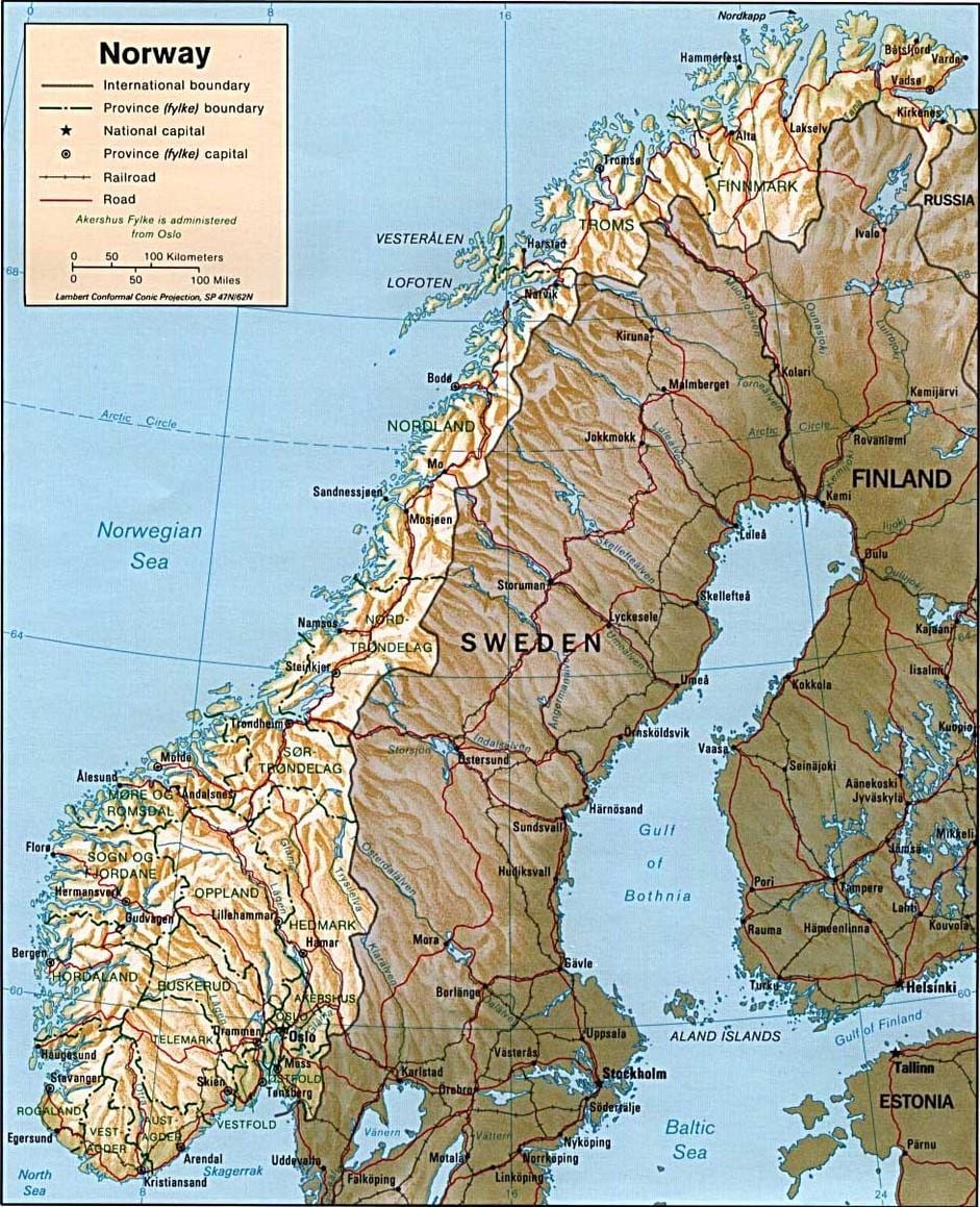 地図ノルウェー山