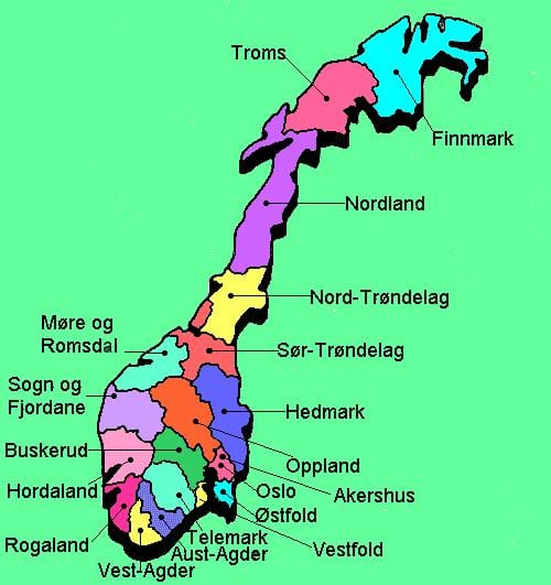 地図ノルウェー政府観光路線 