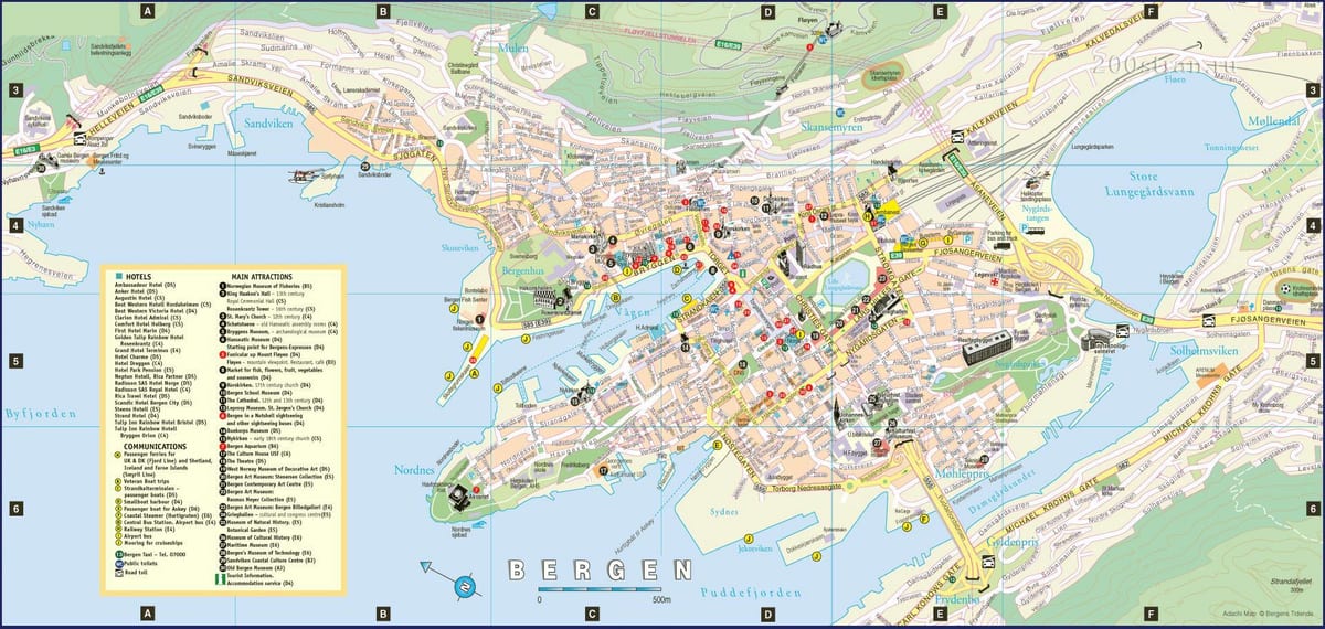 ベルゲンノルウェー市内地図
