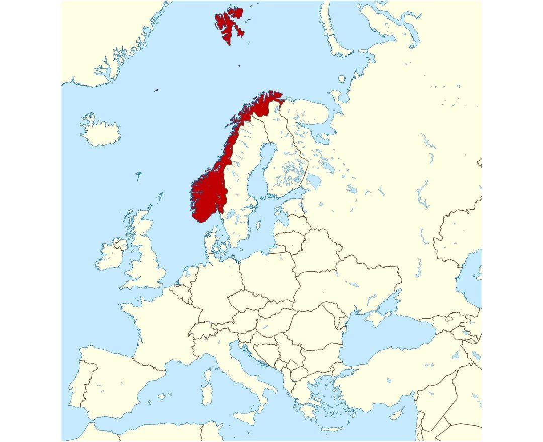 ノルウェーの場所が地図