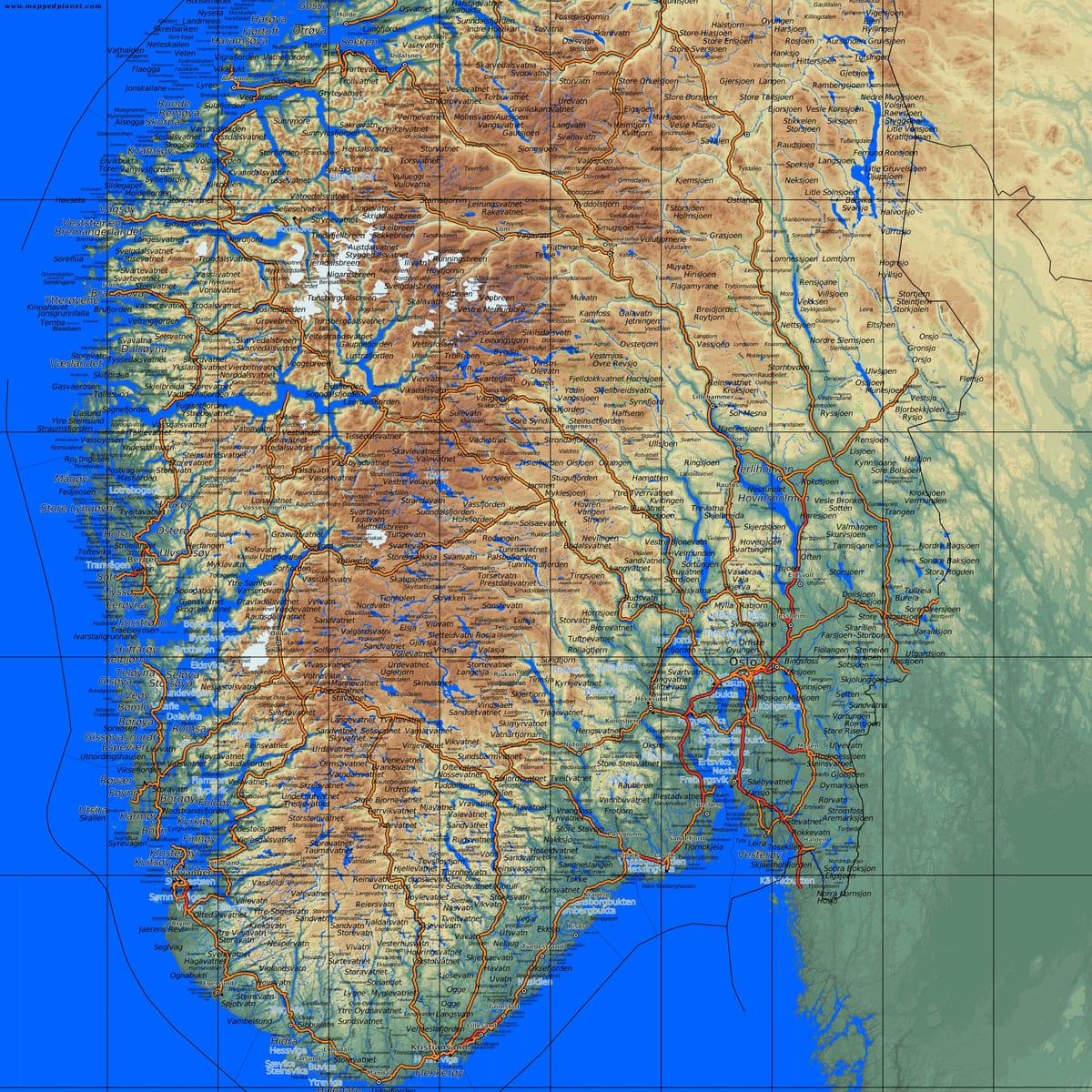 詳しい地図は南ノルウェー