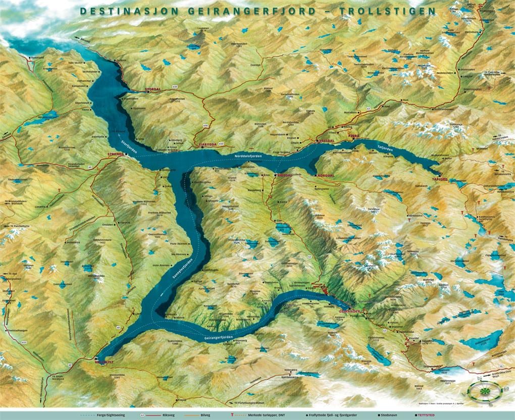 地図geirangerノルウェー