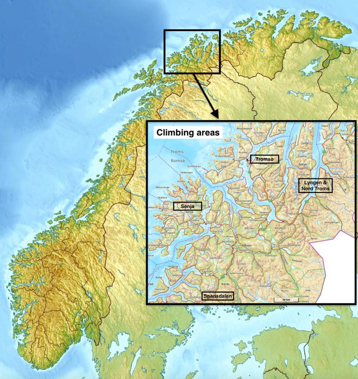 tromsøノルウェーの地図