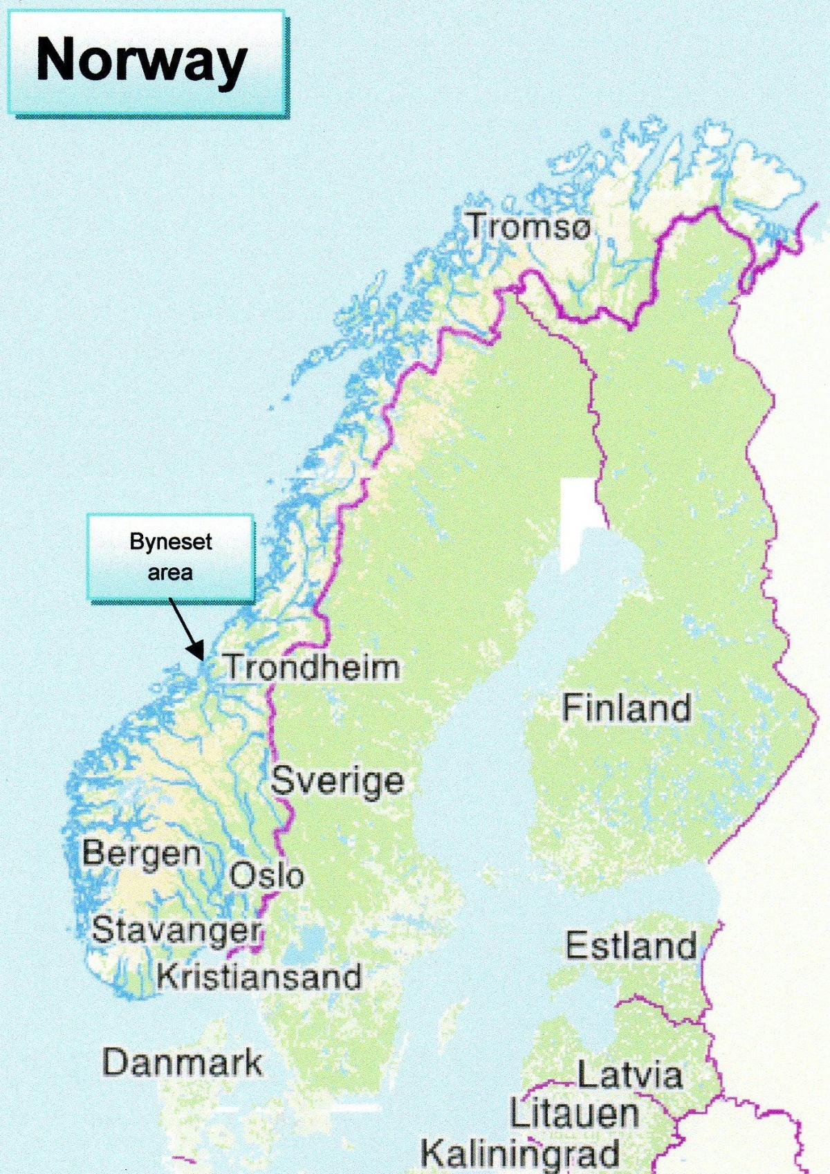 地図のトロンヘイムノルウェー