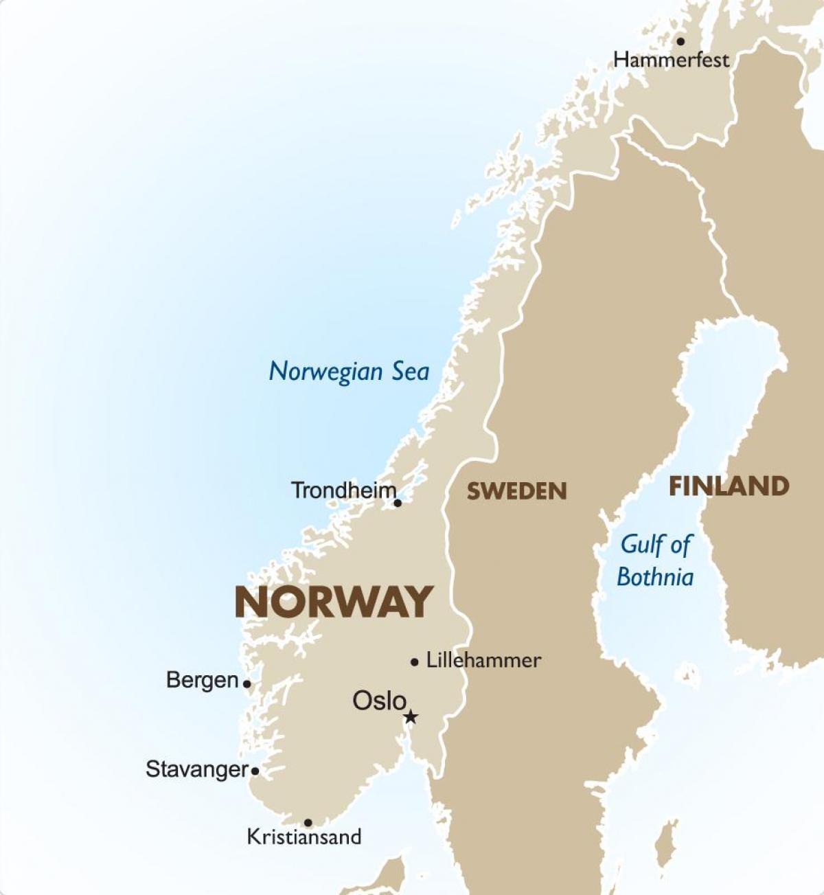 ノルウェーの資本を地図