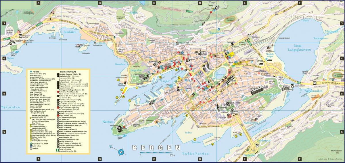 ベルゲンノルウェー市内地図