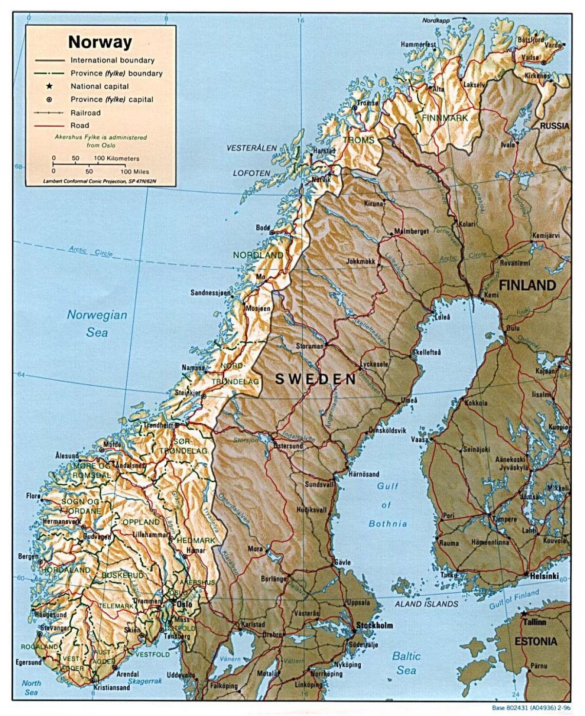詳しい地図はノルウェーの都市