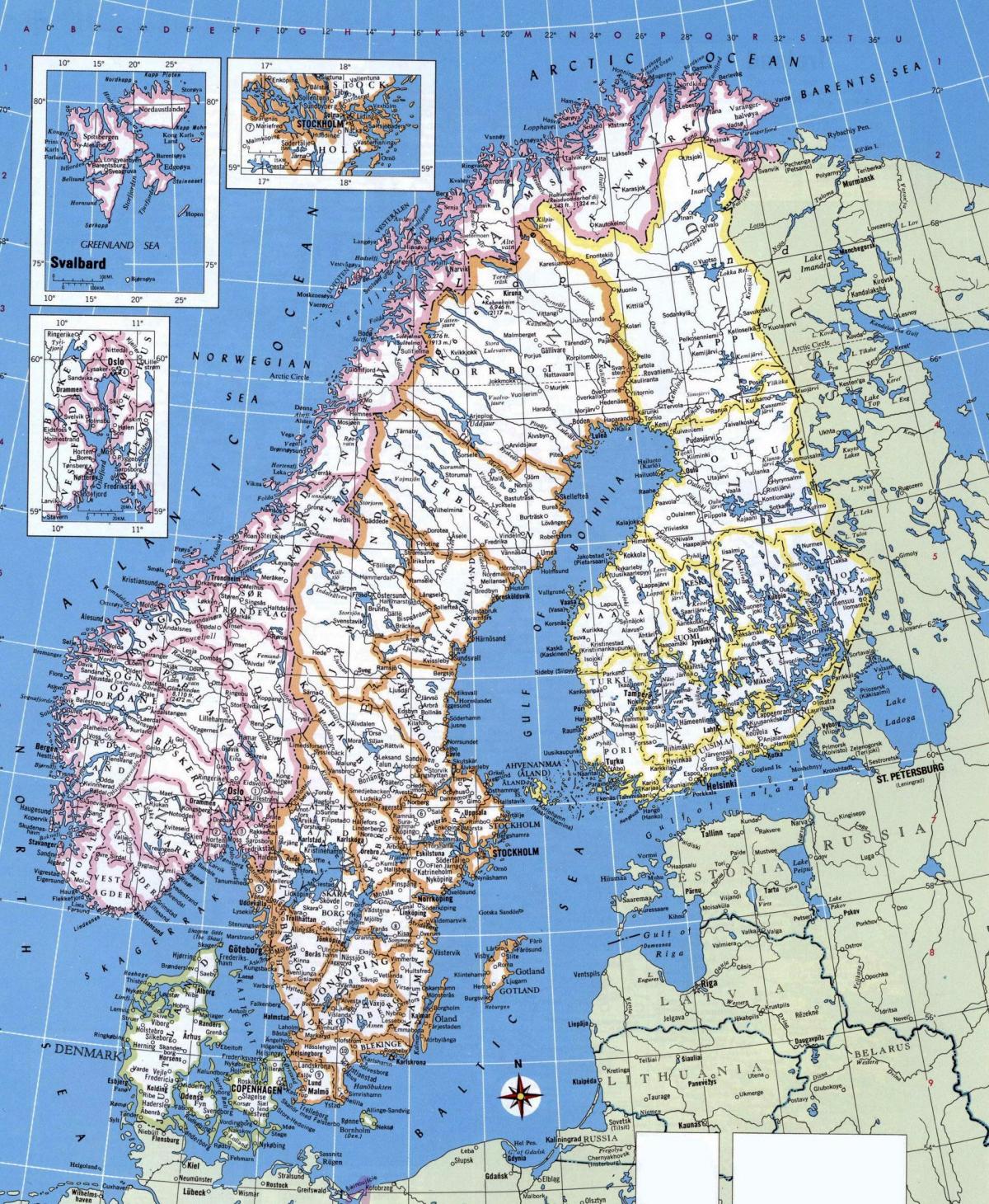 地図の詳細なノルウェー