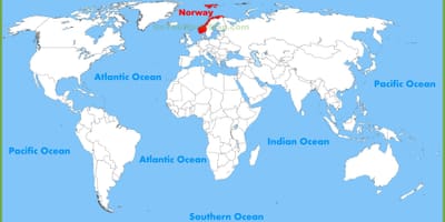 世界地図を示すノルウェー