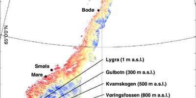 ノルウェーの温度地図