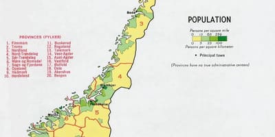ノルウェー人口地図