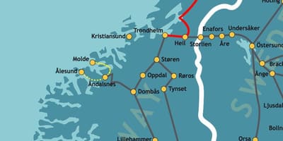 地図ノルウェーの北方鉄道