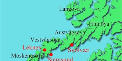 ンローフォテン諸島のノルウェーの地図