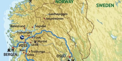 地図の南西ノルウェー