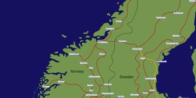 地図ノルウェーの電車路線