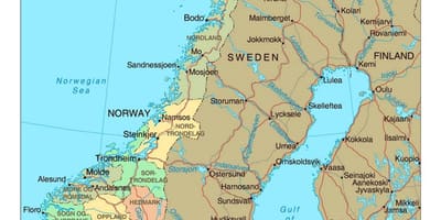 道路地図のノルウェーと都市