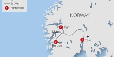 地図flam鉄道ノルウェー